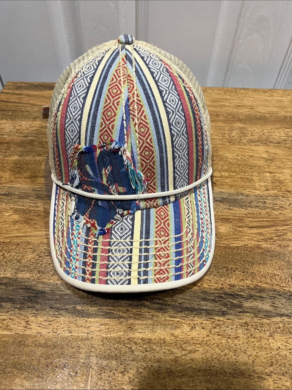 Pistil patterned fringe Boho Baseball Cap in Red, Blue, Yellow